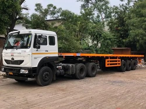Flatbed trailer truck ready for loading